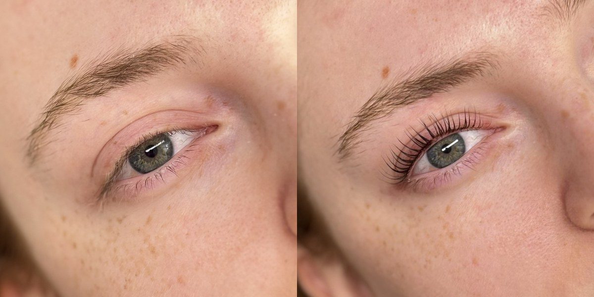 Lash lift & brynstyling, før / efter